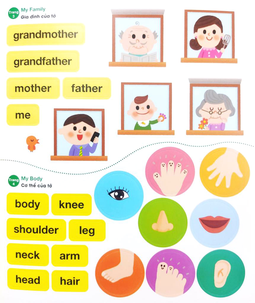 bé vui học tiếng anh cùng sticker - first words - những từ vựng đầu tiên - Ảnh 5