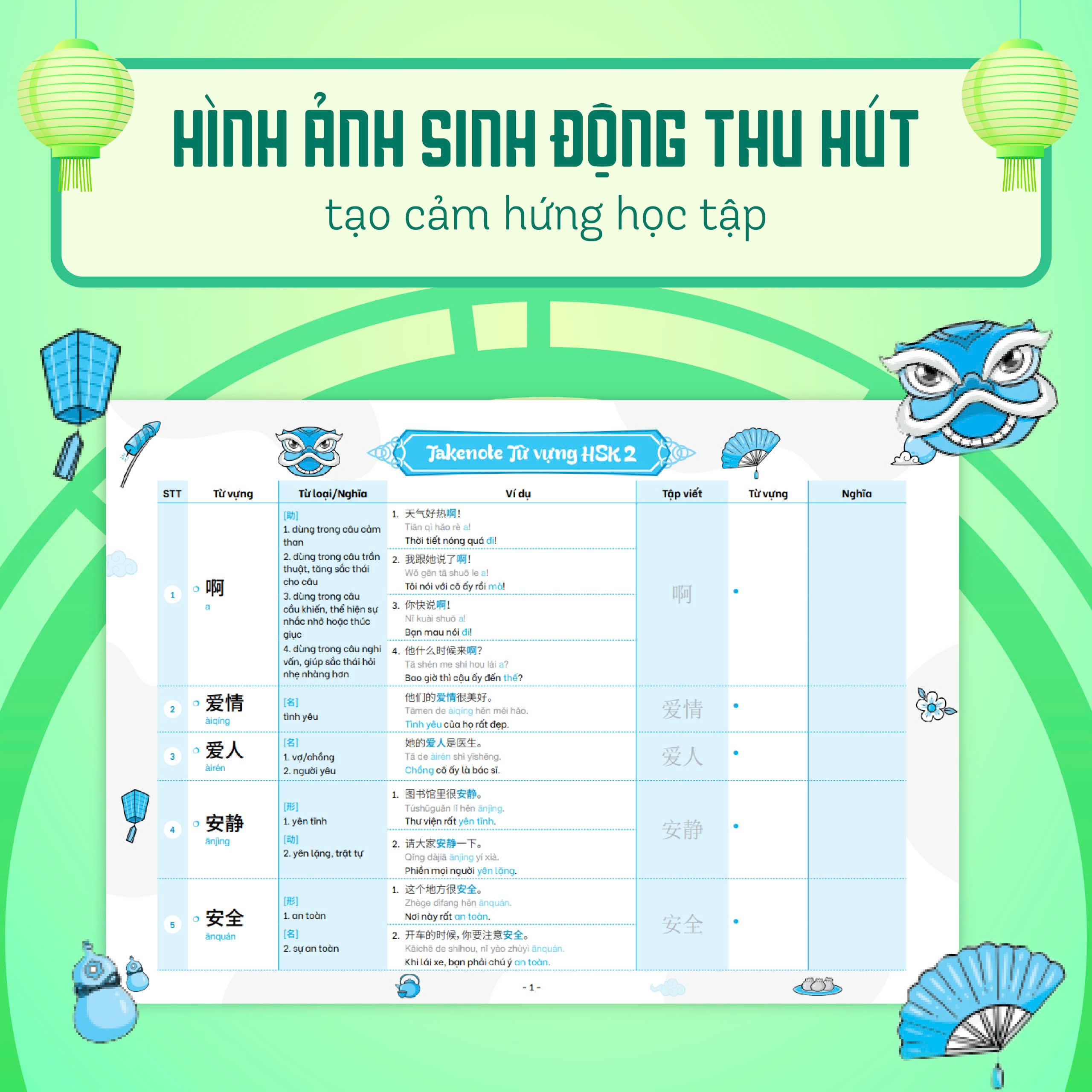 Bộ Takenote - Từ Vựng HSK Tiếng Trung - HSK1 (Cung Cấp 500 Từ Vựng) - Ảnh 6