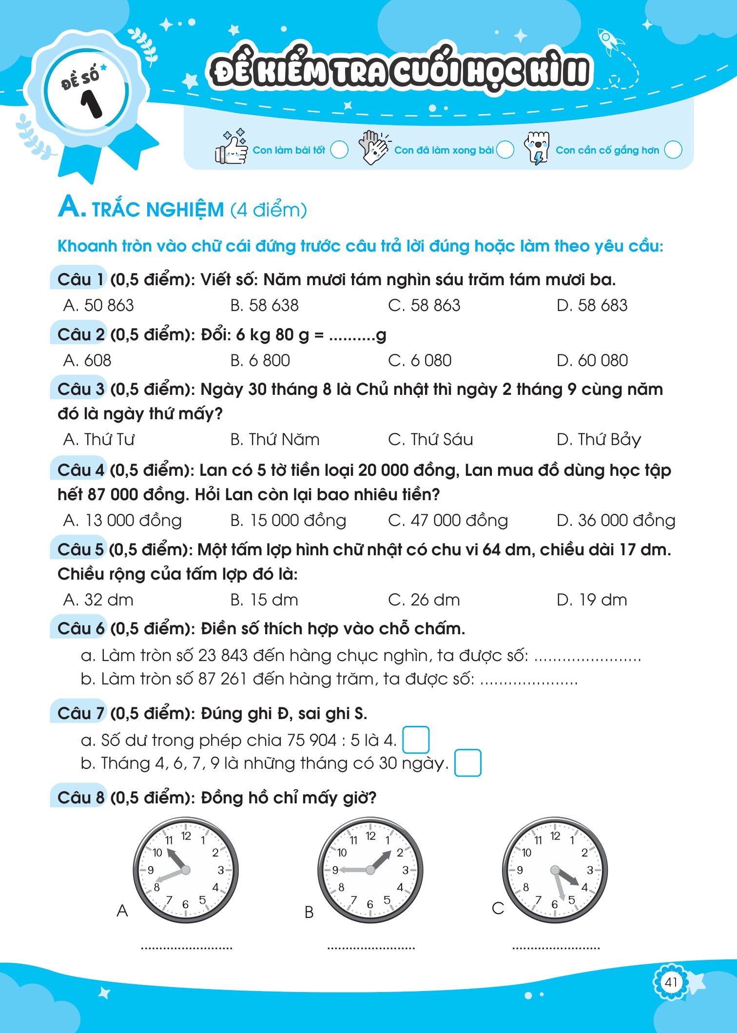 Đề Ôn Luyện Và Tự Kiểm Tra Toán 3 - Tập 2 - Ảnh 7